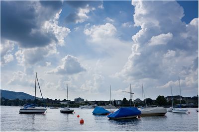 Picture Of Ships And Boats On The Lake Of Zurich