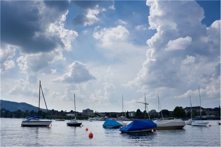 Picture Of Ships And Boats On The Lake Of Zurich